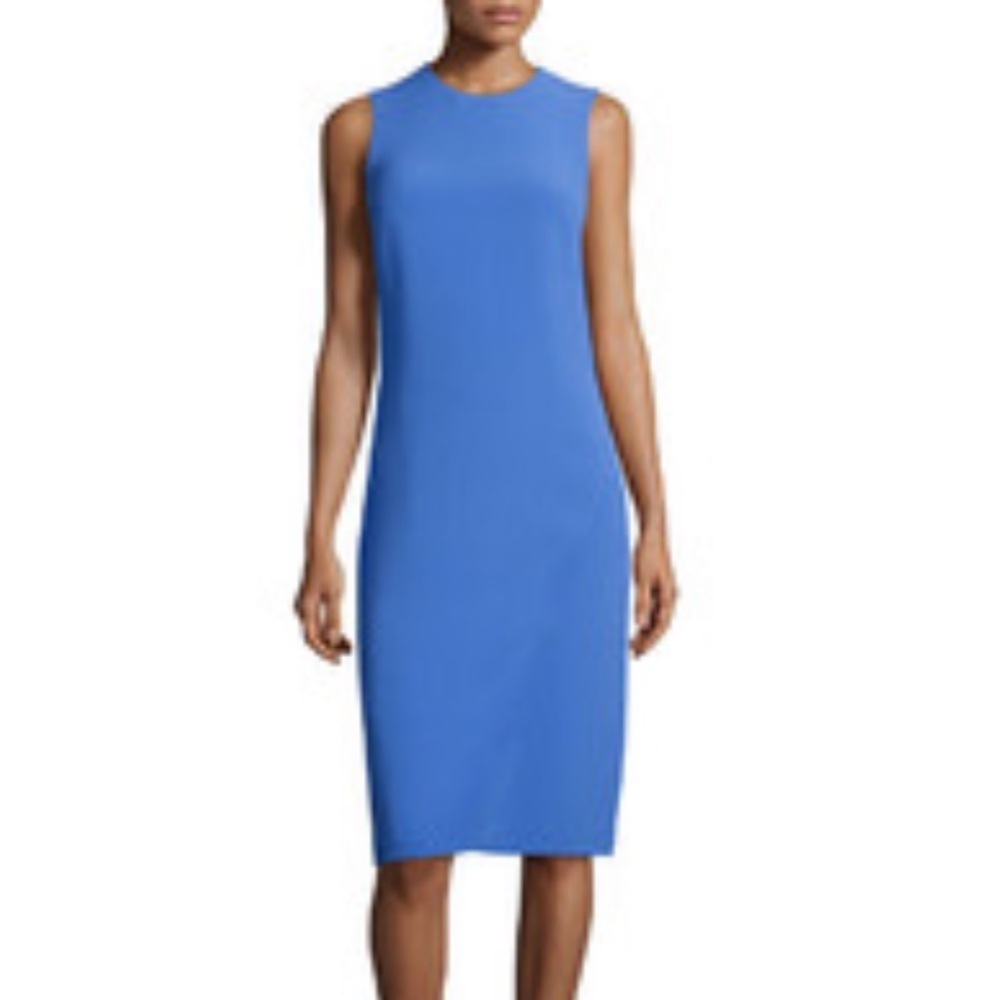 Ralph Lauren Collection Sleeveless Jewel Neck Faux Wrap Dress French Blue size 6